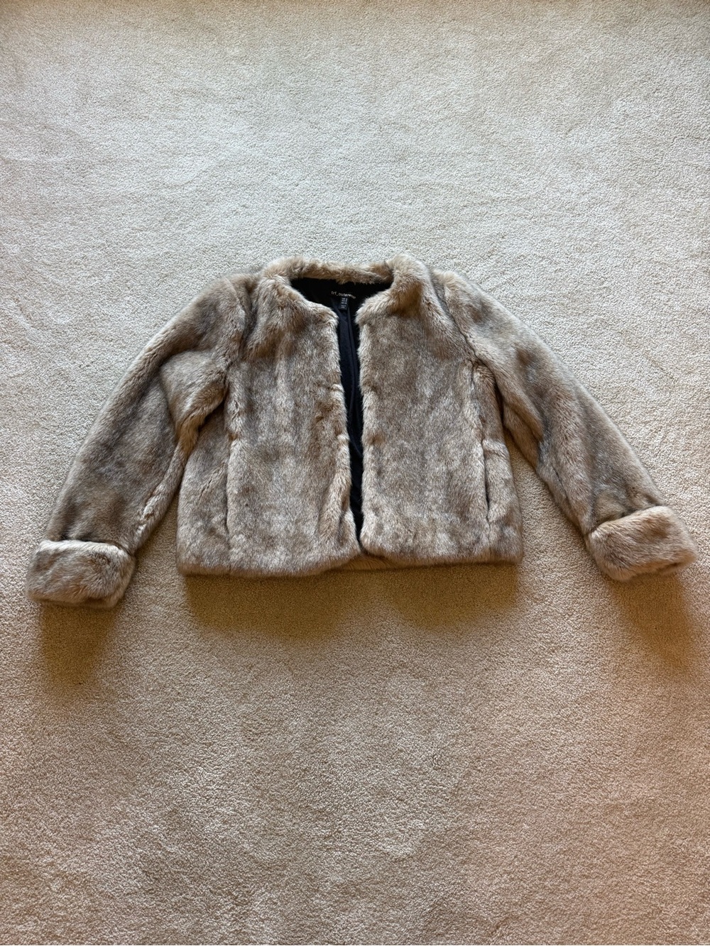 TRF Outerwear Plush Taupe Teddy Jacket - Lux Faux-Fur Cropped Coat